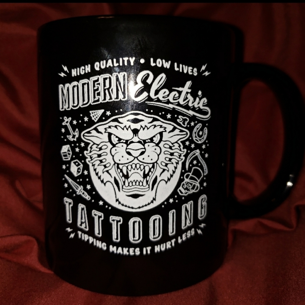 Sourpuss Modern Electric Tattooing High Quality Low Lives 11oz Black Coffee Cup